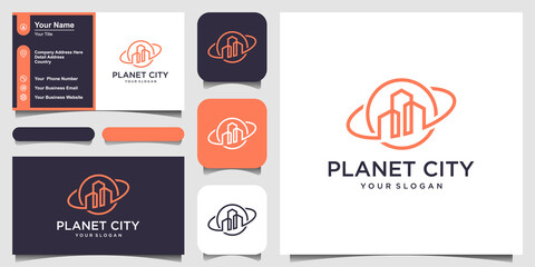 planet real estate creative logo concept and business card design © gemilang