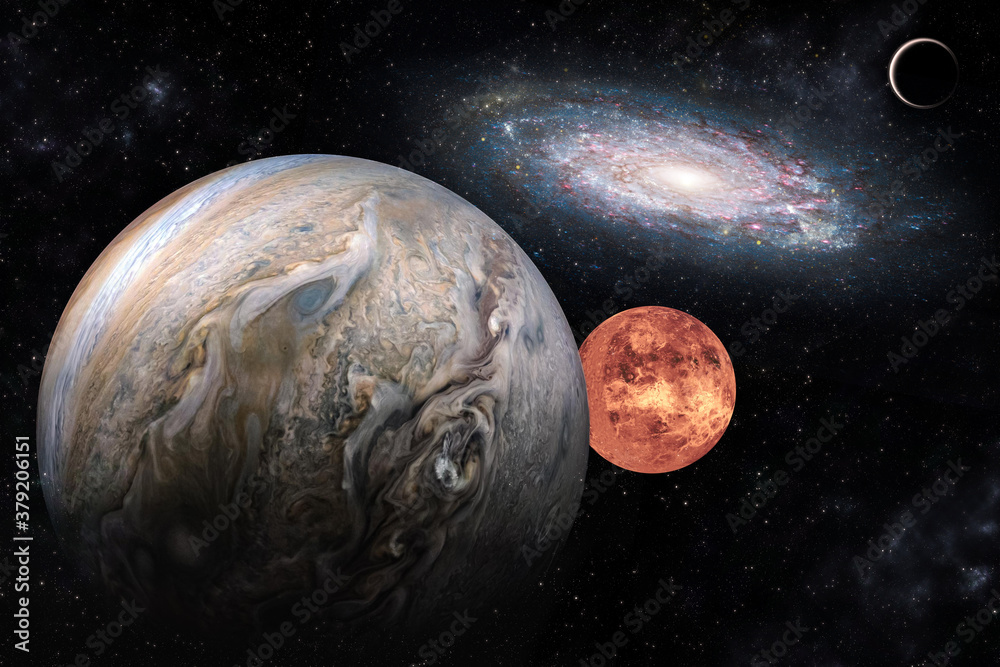Wall mural andromeda with planets deep space fantasy background image elements of this image furnished by nasa