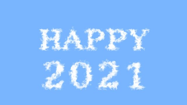 Happy 2021 cloud text effect sky isolated background. animated text effect with high visual impact. letter and text effect. 