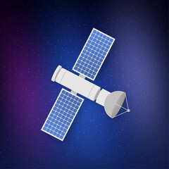 Obraz na płótnie Canvas The satellite. Artificial satellites orbiting the planet Earth, GPS. Vector stock illustration.