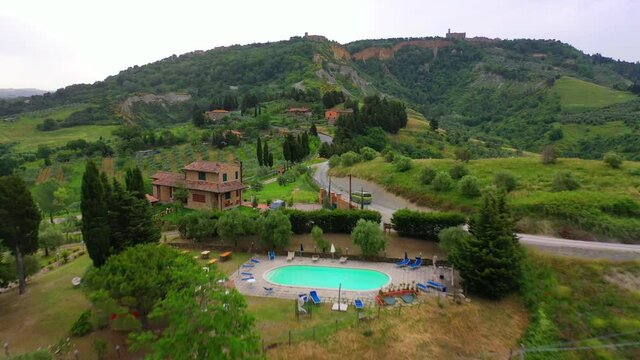 rone flight in cypress alley in tuscany italy