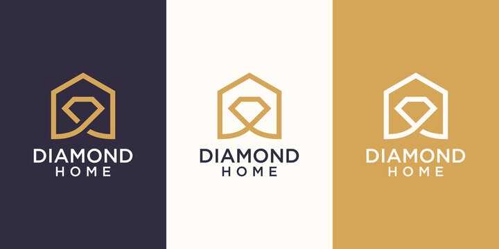 Home diamond Logo designs Template, house combined with diamond.