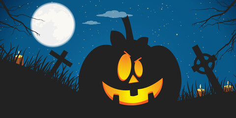 Happy Halloween poster. Flat vector illustration	
