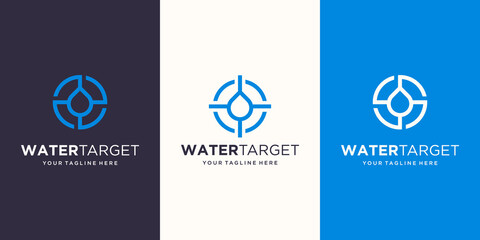 target water Logo designs Template. symbol drops combined with target sign.