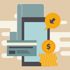 Obraz premium On line shopping and payment Methods. Mobile payments. Flat vector illustration