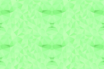 Polygonal abstract green face on a green background. Seamless pattern. Low poly design. Creative geometric vector illustration. 