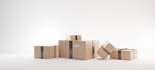 parcel 3d-illustration brown packages typical boxes