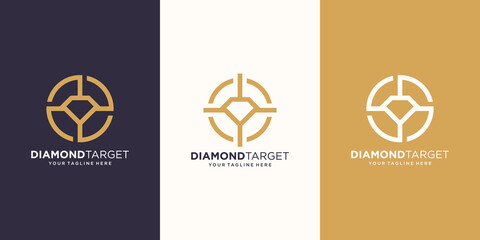 target diamond Logo designs Template. symbol diamond combined with target sign.