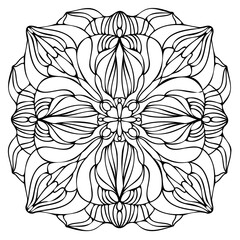 Modern isolated black and white illustration design of lined flower