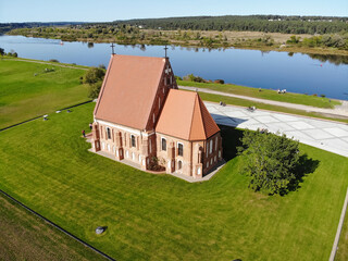 Aerial view of old church of st. John the baptist in Zapyskis
