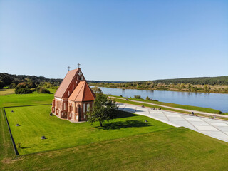 Fototapeta premium Aerial view of old church of st. John the baptist in Zapyskis