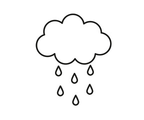 Cloud and rain on a white background. Symbol. Vector illustration.