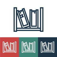 Linear vector icon with bookshelf