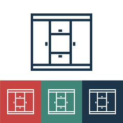 Linear vector icon with wall cabinet