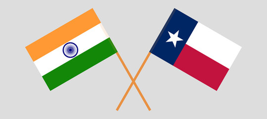 Crossed flags of India and the State of Texas