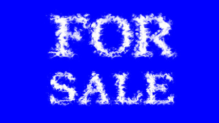 For Sale cloud text effect blue isolated background. animated text effect with high visual impact. letter and text effect. 