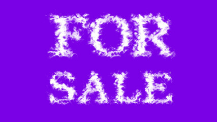 For Sale cloud text effect violet isolated background. animated text effect with high visual impact. letter and text effect. 