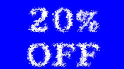 20% Off cloud text effect blue isolated background. animated text effect with high visual impact. letter and text effect. 