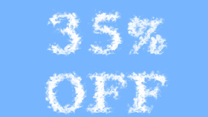 35% Off cloud text effect sky isolated background. animated text effect with high visual impact. letter and text effect. 