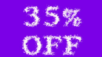 35% Off cloud text effect violet isolated background. animated text effect with high visual impact. letter and text effect. 