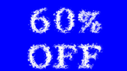 60% Off cloud text effect blue isolated background. animated text effect with high visual impact. letter and text effect. 