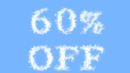 60% Off cloud text effect sky isolated background. animated text effect with high visual impact. letter and text effect. 