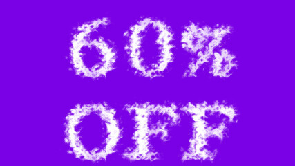 60% Off cloud text effect violet isolated background. animated text effect with high visual impact. letter and text effect. 