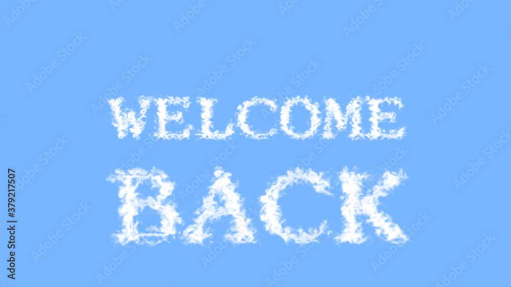 Poster welcome back cloud text effect sky isolated background. animated text effect with high visual impact
