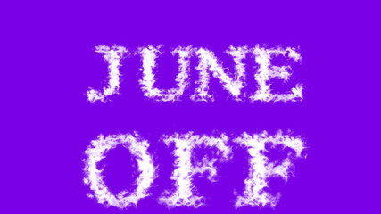 June Off cloud text effect violet isolated background. animated text effect with high visual impact. letter and text effect. 