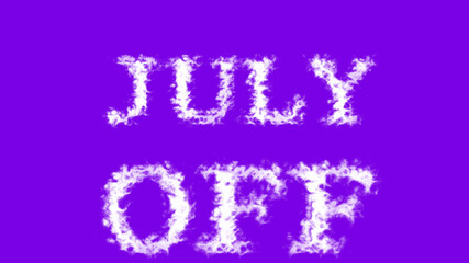 July Off cloud text effect violet isolated background. animated text effect with high visual impact. letter and text effect. 