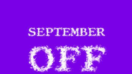 September Off cloud text effect violet isolated background. animated text effect with high visual impact. letter and text effect. 