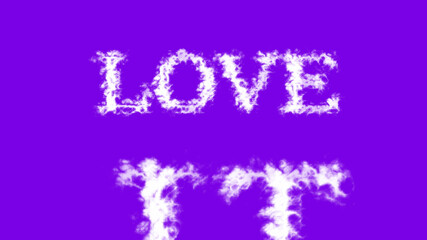 Love It cloud text effect violet isolated background. animated text effect with high visual impact. letter and text effect. 