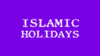 Islamic Holidays cloud text effect violet isolated background. animated text effect with high visual impact. letter and text effect. 