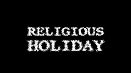 Religious Holiday cloud text effect black isolated background. animated text effect with high visual impact. letter and text effect. 