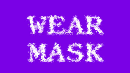 Wear Mask cloud text effect violet isolated background. animated text effect with high visual impact. letter and text effect. 