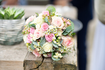 Beautiful Wedding Bouquet with Pink Flowers