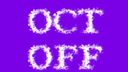 Oct Off cloud text effect violet isolated background. animated text effect with high visual impact. letter and text effect. 