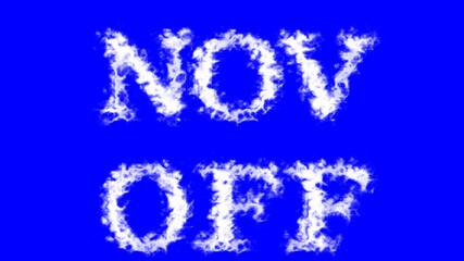 Nov Off cloud text effect blue isolated background. animated text effect with high visual impact. letter and text effect. 