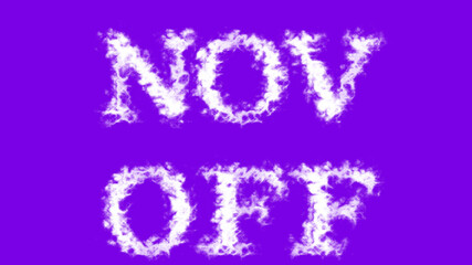 Nov Off cloud text effect violet isolated background. animated text effect with high visual impact. letter and text effect. 