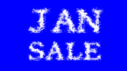 Jan Sale cloud text effect blue isolated background. animated text effect with high visual impact. letter and text effect. 