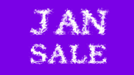 Jan Sale cloud text effect violet isolated background. animated text effect with high visual impact. letter and text effect. 