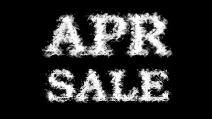 Apr Sale cloud text effect black isolated background. animated text effect with high visual impact. letter and text effect. 