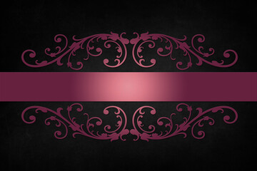 Black background with luxery pink ornaments and space for your own text.
