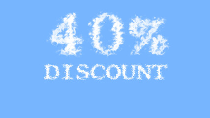 40% discount cloud text effect sky isolated background. animated text effect with high visual impact. letter and text effect. 