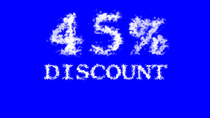 45% discount cloud text effect blue isolated background. animated text effect with high visual impact. letter and text effect. 