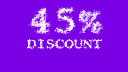 45% discount cloud text effect violet isolated background. animated text effect with high visual impact. letter and text effect. 