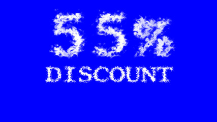 55% discount cloud text effect blue isolated background. animated text effect with high visual impact. letter and text effect. 