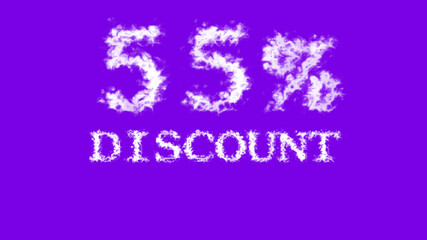 55% discount cloud text effect violet isolated background. animated text effect with high visual impact. letter and text effect. 