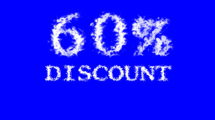 Naklejka na ściany i meble 60% discount cloud text effect blue isolated background. animated text effect with high visual impact. letter and text effect. 