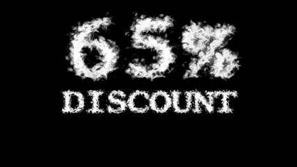 65% discount cloud text effect black isolated background. animated text effect with high visual impact. letter and text effect. 